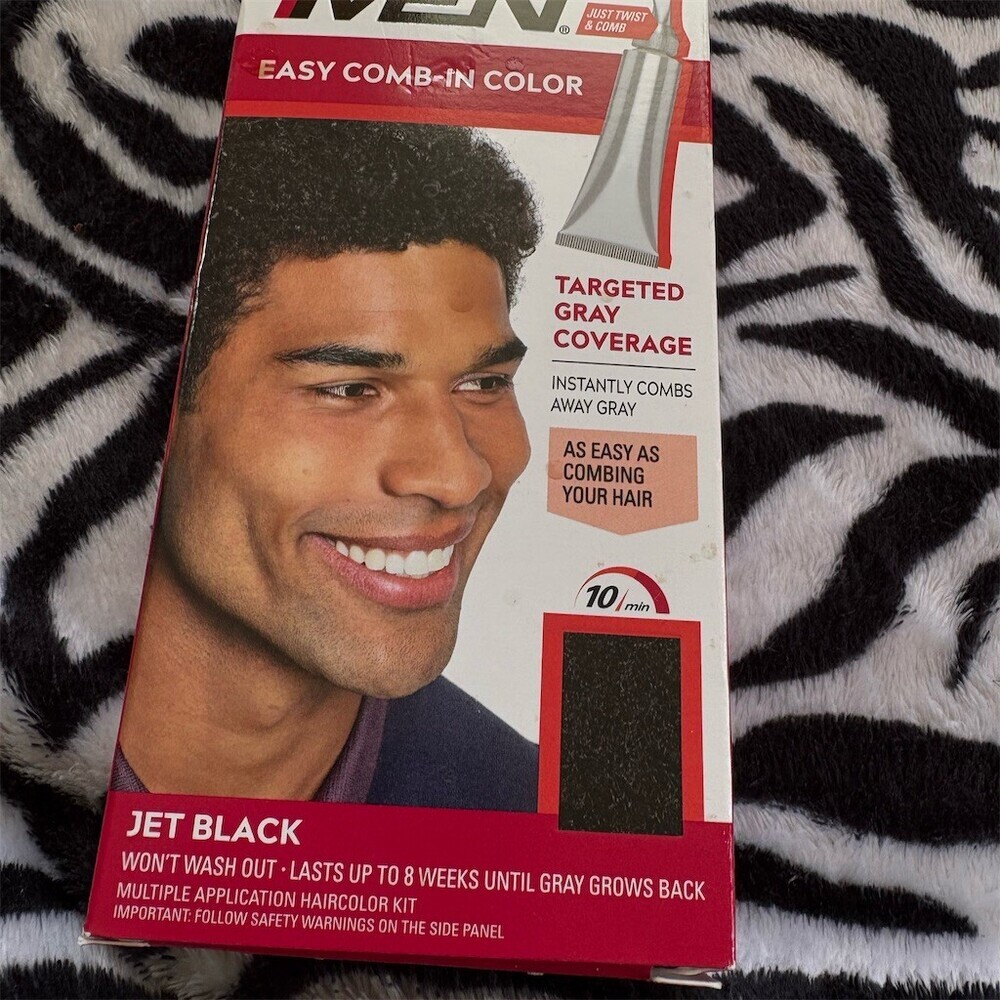 Just For Men Easy Comb-In Color Hair Dye Kit Jet Black 10 Minute Gray
